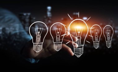 Bir kroki ampul dokunmadan işadamı