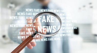 İşadamı sahte haber bilgi 3d render keşfetmek