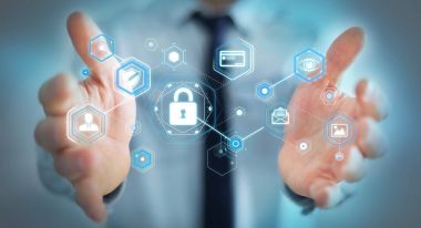 Bir siber saldırı 3d render engellemek için antivirus istimal iş adamı