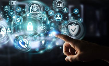 Onun veri kişisel bilgileri 3d render korumak işkadını