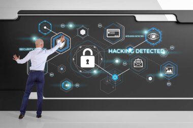 Bir kurulu 3d render virüsten koruma arabirimini kullanarak iş adamı