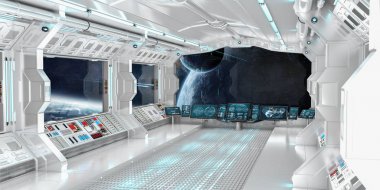 Uzay gemisi iç uzak sistem 3d render Manzaralı