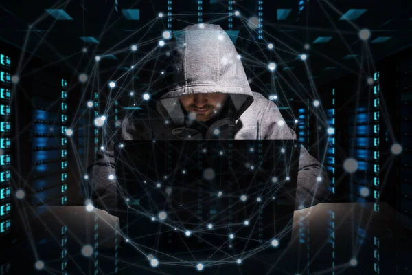 Hacker accessing to personal data information with a computer 3D