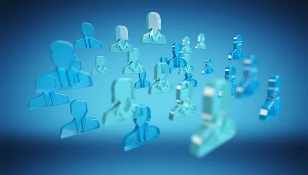 Grupo de representación 3D de personas icono azul — Foto de Stock