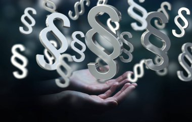 Yasalara koruma sağ 3d rendering kullanarak iş kadını