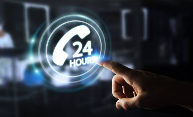 Yardım hattı yardım almak 3d rendering kullanarak iş adamı