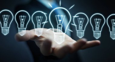 Bir kroki ampul tutan işadamı