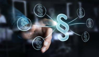 Hukuk koruma sağ sembol dokunmadan işadamı