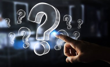 Elle çizilmiş soru işaretleri dokunmadan işkadını