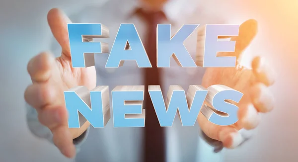 Empresario descubriendo información de noticias falsas representación 3D — Foto de Stock