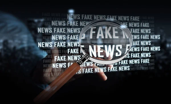 Geschäftsmann entdeckt Fake-News-Informationen — Stockfoto