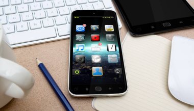Bir Resepsiyon 3d render modern cep telefonu