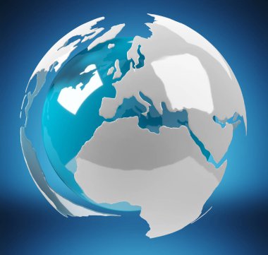 Beyaz ve mavi 3d render toprak