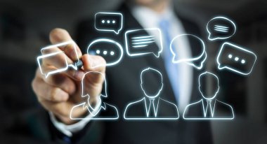 İşadamı çizim tartışma simgeleri kroki