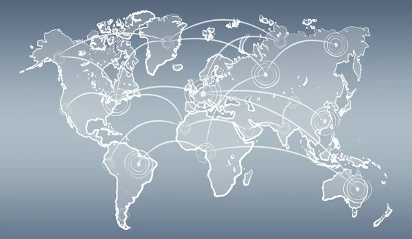 Mapa del mundo dibujado a mano con conexiones sketch — Foto de Stock