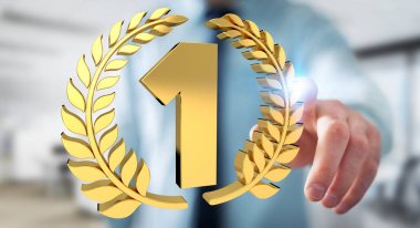 İlk altın fiyatı 3d render kazanan işadamı