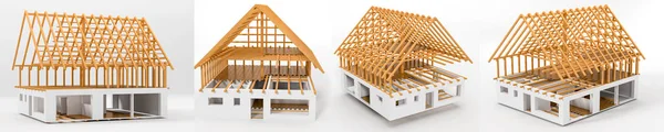 3D візуалізація незавершеного плану будинку — стокове фото