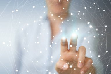 Holding ve uçan ağ bağlantısı dokunmadan işkadını 3d 