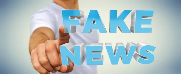 Geschäftsmann entdeckt Fake-News-Informationen — Stockfoto