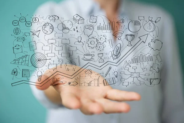 Holding ve dokunaklı el yazması proje presentati işkadını