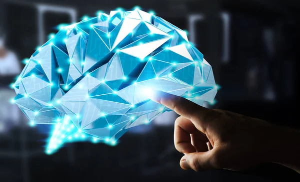 Dijital röntgen insan beyni parmağıyla 3 dokunmadan işadamı