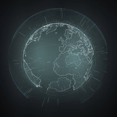 Bağlantıları ve veri değişim gezegen üzerinde 3d renderi toprak