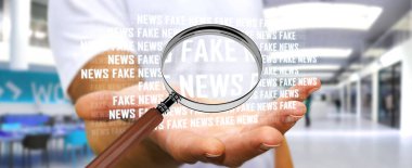 İşadamı sahte haber bilgi 3d render keşfetmek