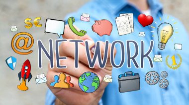 İşadamı modern el yazması ağ metin çizme