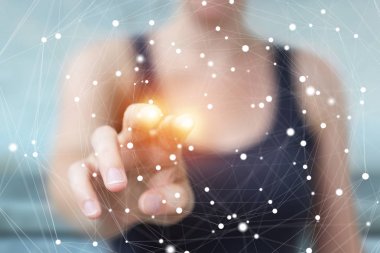 Holding ve uçan ağ bağlantısı dokunmadan işkadını 3d 