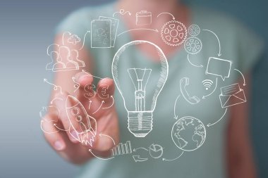 Çok dokunaklı ve kroki ampul tutan bir işkadını