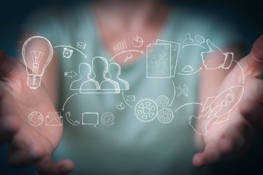 Holding ve dokunaklı el yazması proje presentati işkadını