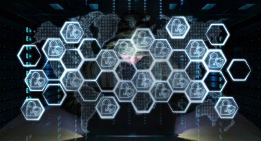 Bir bilgisayar ile kişisel verileri bilgilere erişim hacker 3d