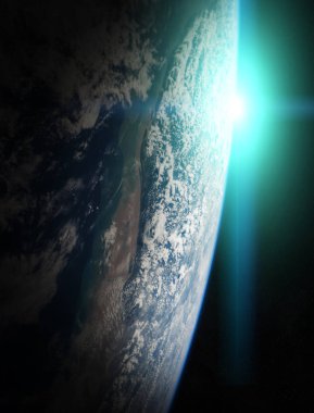 Planet Earth görünümü 3d işleme öğeleri bir şekilde döşenmiş bu görüntünün 