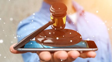 İşadamı adalet çekiç 3d render ile