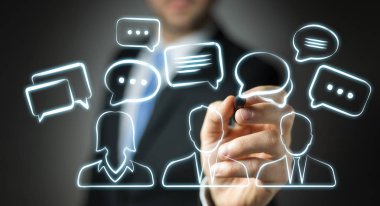 İşadamı çizim tartışma simgeleri kroki