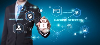 Bir siber saldırı 3d render engellemek için antivirus istimal iş adamı