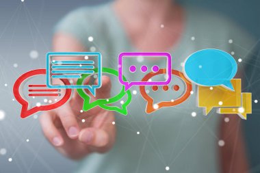 Dijital renkli 3d render konuşma kullanarak iş kadını ben