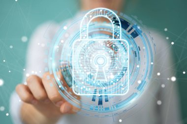 Güvenlik sistemi 3d render kesmek işkadını