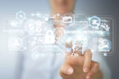 Güvenlik sistemi 3d render kesmek işkadını