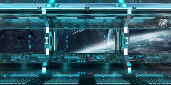 Uzay gemisi iç uzak sistem 3d render Manzaralı