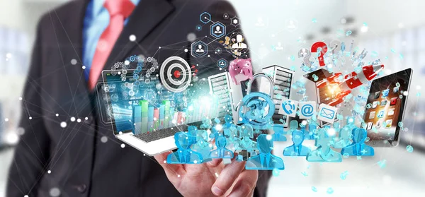 İşadamı aygıtları ve iş nesnelerinden birlikte 3d bağlanma 