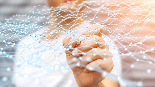 Uçan ağ nokta 3d render dokunmadan işadamı