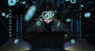 Bir bilgisayar ile kişisel verileri bilgilere erişim hacker 3d