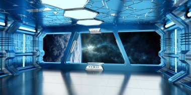 Uzay gemisi iç uzak sistem 3d render Manzaralı