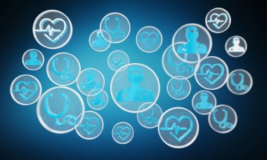 Modern tıbbi arayüz simgeleri 3d render ile