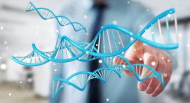 Modern Dna yapısı 3B oluşturmayı kullanarak iş adamı