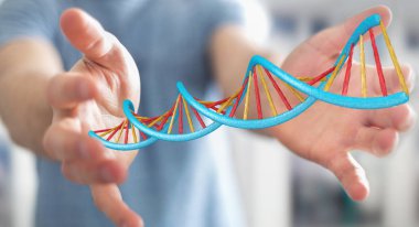 Modern Dna yapısı 3B oluşturmayı kullanarak iş adamı