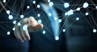 Uçan ağ topları bağlantı 3B oluşturmayı kullanarak Businesman