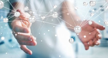 Uçan ağ topları bağlantı 3B oluşturmayı kullanarak Businesman