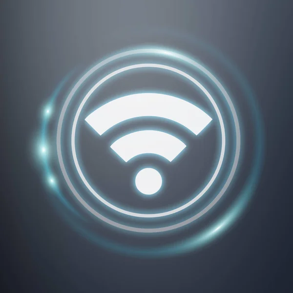 Белый и светящийся синий Wi-Fi иконка 3D рендеринг — стоковое фото